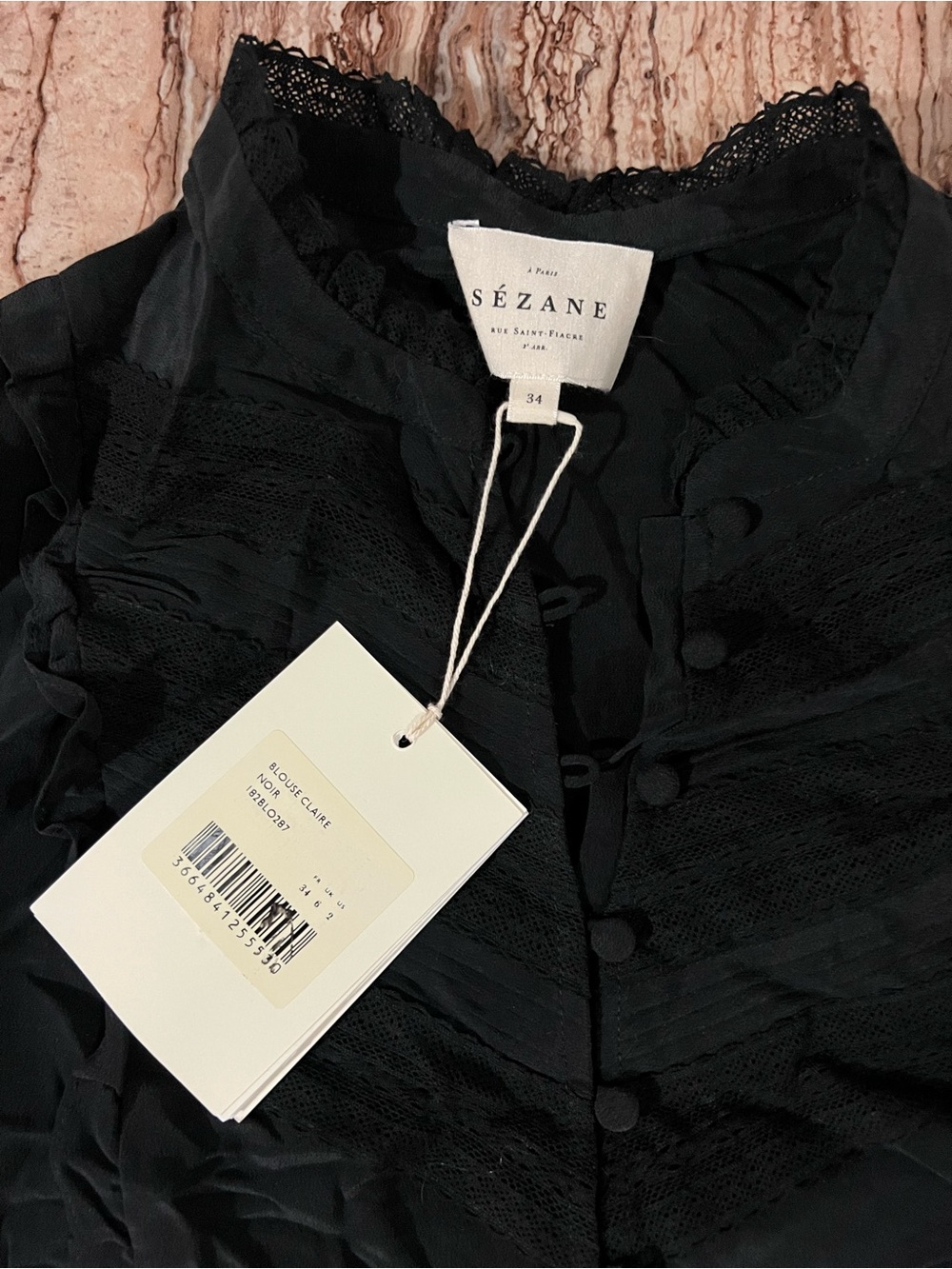 Black Ruffled Button-Front Blouse - Picture 3 of 3